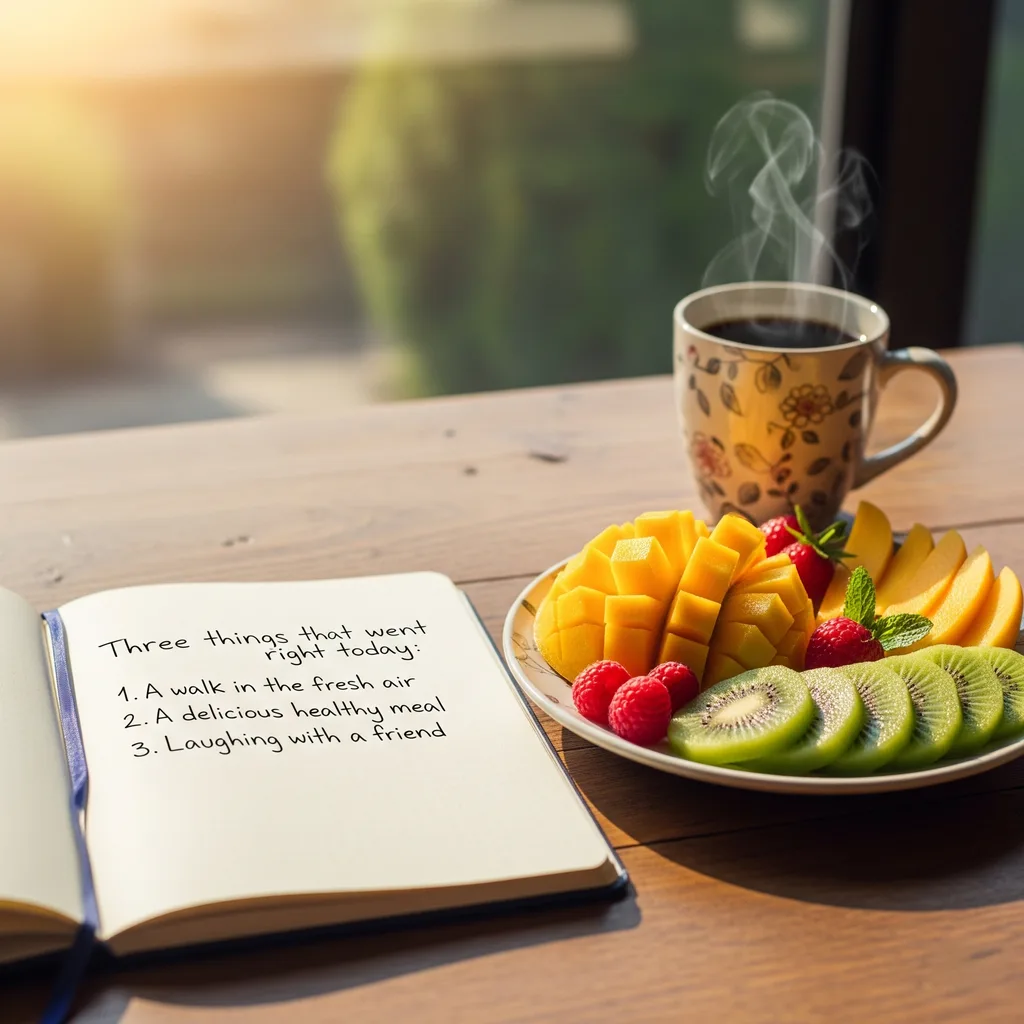 Writing down three things that went right today Writing down three things that went right today